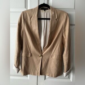 Harvé Benard Linen Blend Blazer Women’s Size 6 Beige One Button Lined